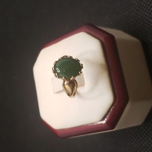 Gold Toned Green Stone Ring Size 5